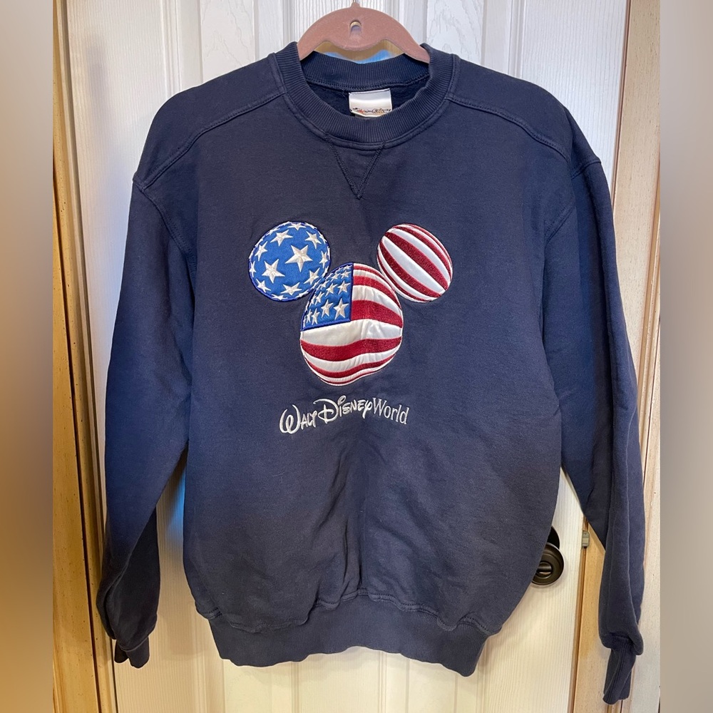 Disney Navy Crewneck Sweatshirt with Patriotic Mickey